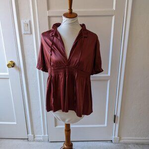 Brown v neck blouse size large